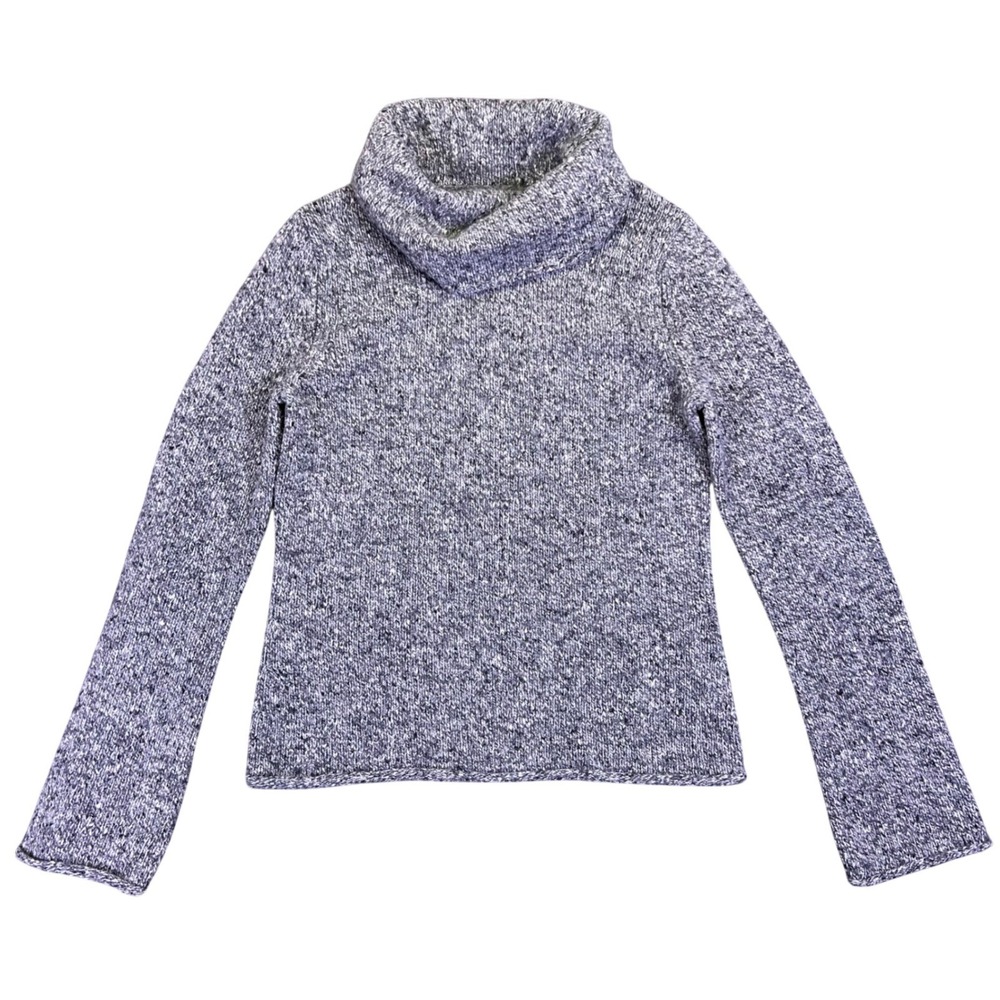 Express Sweater Womens Small Gray Speckled Turtleneck Long Sleeve Cowl Cozy Wool
